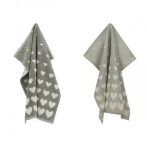 Hand- en Theedoek - Hearts - Donker Groen
